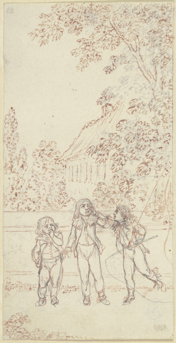 Drei Jungen an einer Gartenmauer a Daniel Chodowiecki