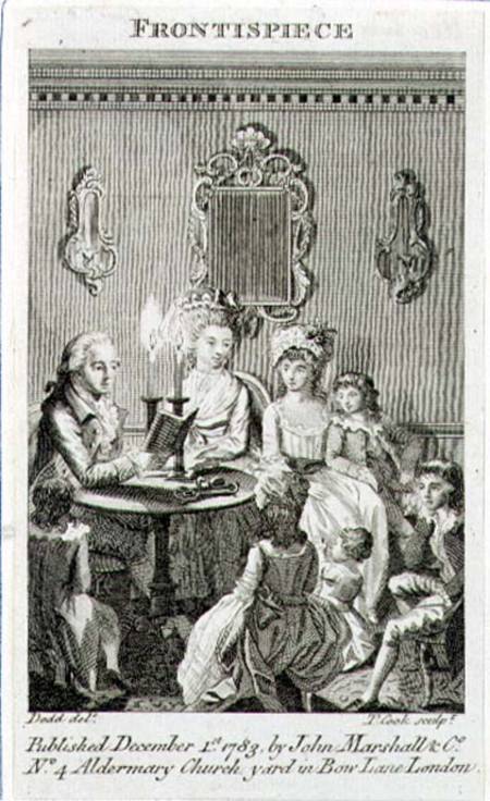 A Father Reading to his Family by Candlelight, engraved by Thomas Cook (1744-1818) frontispiece to a a Daniel Dodd