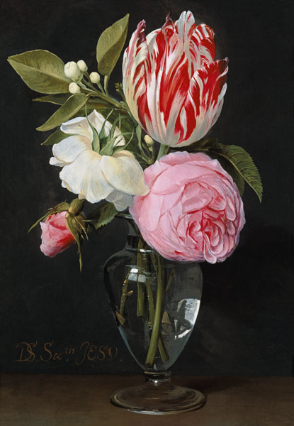 Flowers in a glass vase a Daniel Seghers