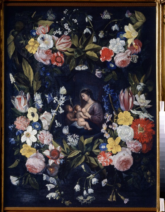 Floral Wreath with Madonna and Child a Daniel Seghers