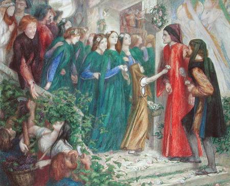 Beatrice Meeting Dante at a Marriage Feast Denies Him Her Salutation a Dante Gabriel Rossetti