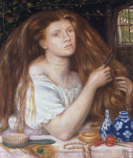 D.Rossetti, Woman Combing her Hair, 1865 a Dante Gabriel Rossetti