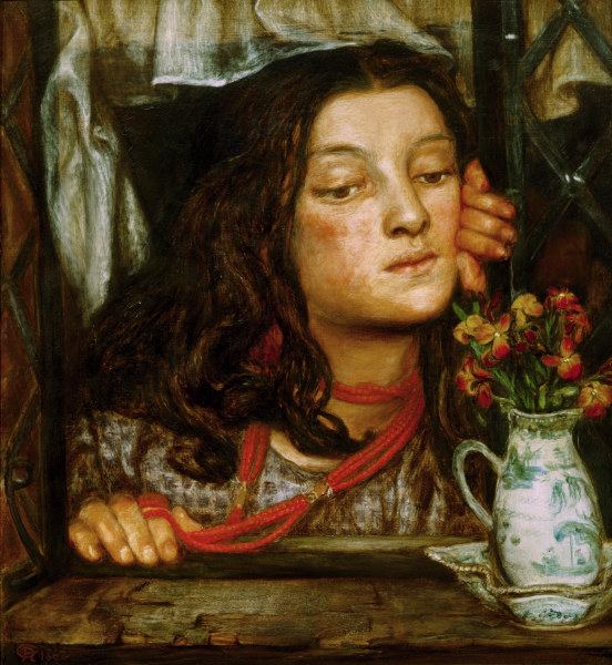 Rossetti / Girl at a lattice / Painting a Dante Gabriel Rossetti