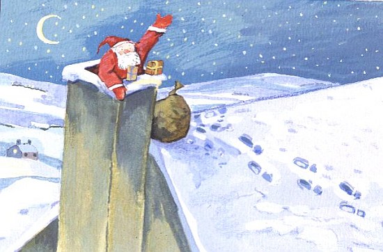 Santa going down the Chimney  a David  Cooke