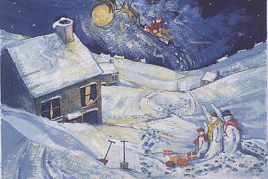Snowmen waving to Santa, 1995  a David  Cooke