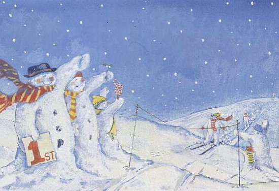 The Snowmen''s Champion Skier (w/c and gouache)  a David  Cooke