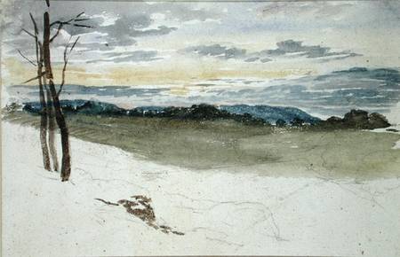 A Woodland Landscape at Sunset (pencil and w/c on paper) a David Cox