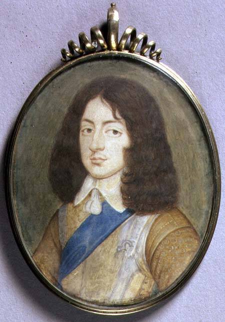 Portrait Miniature of Charles II (1630-85) 1650 (w/c on vellum) a David Des Granges