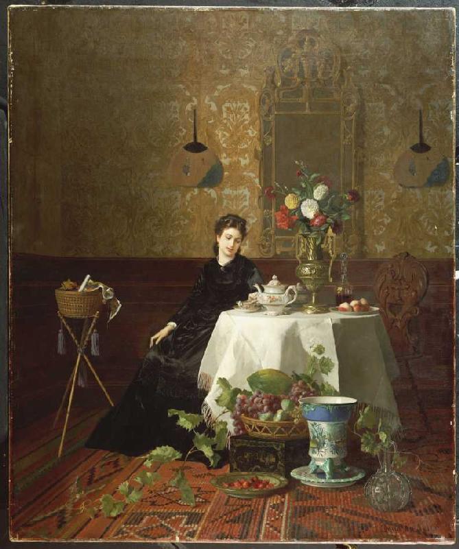 Lady at the tea a David Emile Joseph de Noter