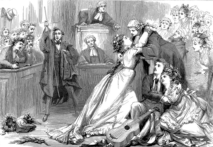 A scene from Trial by Jury (illustrated in the magazine Illustrated Sporting and Dramatic News) a David Henry Friston