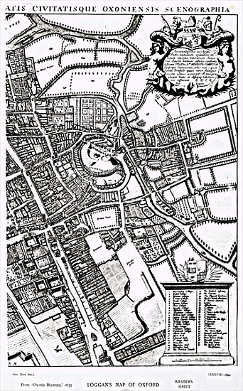 Loggan''s map of Oxford, Western Sheet, from ''Oxonia Illustrated'', published 1675 a David Loggan