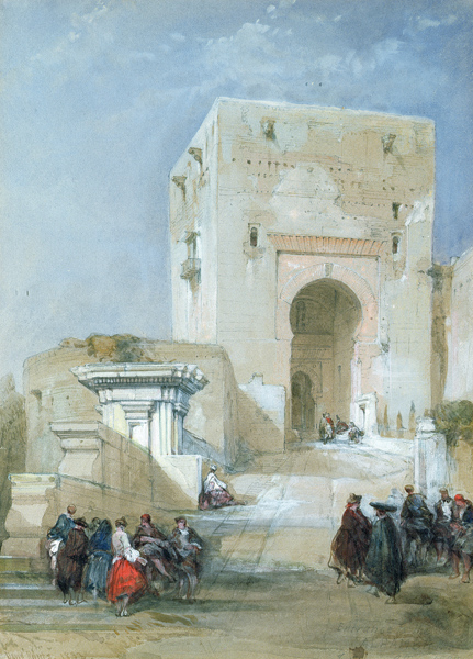 The Gate of Justice, Entrance to the Alhambra, 1833 (pencil a David Roberts