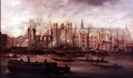 The Burning of the Houses of Parliament a David Roberts