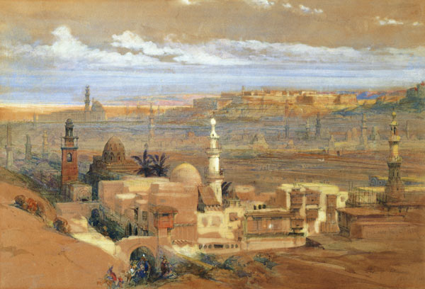 Cairo from the Gate of Citizenib, looking towards the Desert of Suez  on a David Roberts