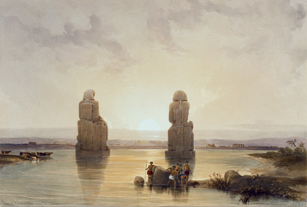 Thebes-West, Memnon Colossi a David Roberts