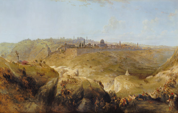 Pilgrims approaching Jerusalem a David Roberts