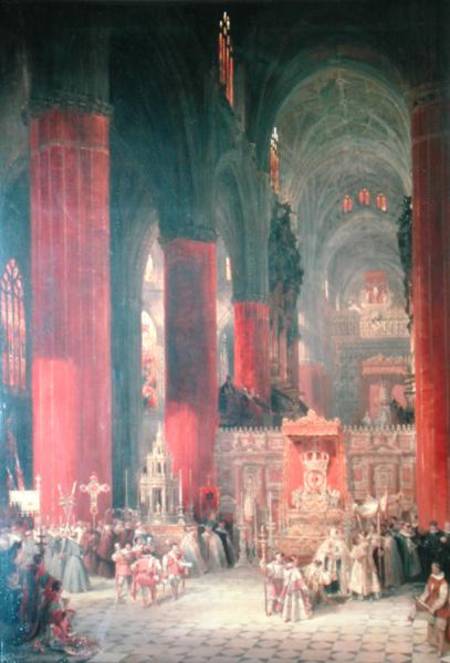 Procession in Seville Cathedral a David Roberts