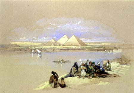 The Pyramids at Giza, near Cairo a David Roberts