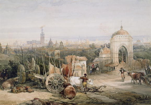 Seville from the Cruz del Campo, 1835 (w/c and gouache over pencil on paper) a David Roberts