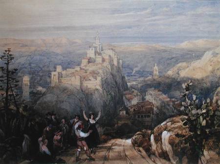 The Town and Castle at Loja, Spain a David Roberts