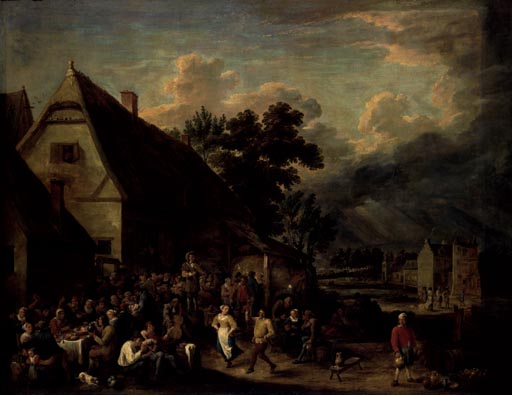 Grosse Dorfkirmes mit tanzendem Paar a David Teniers