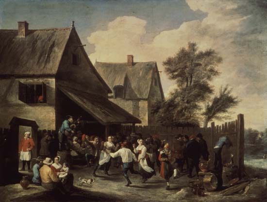 Kirmes-Tanz vor dem Wirtshaus a David Teniers