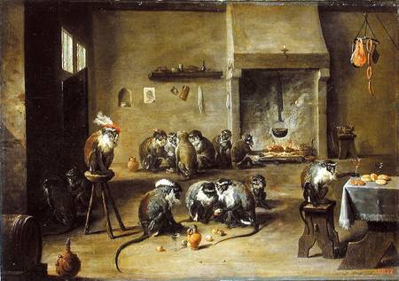 Monkeys in a Kitchen a David Teniers