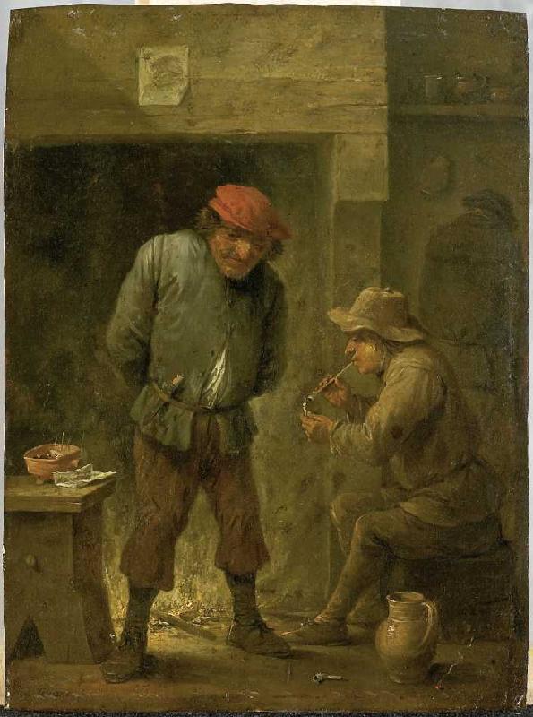Zwei Bauern am Kamin. a David Teniers