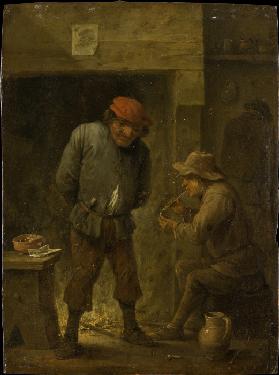 Two Peasants at a Fireplace