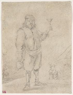Peasant Raising a Glass of Wine