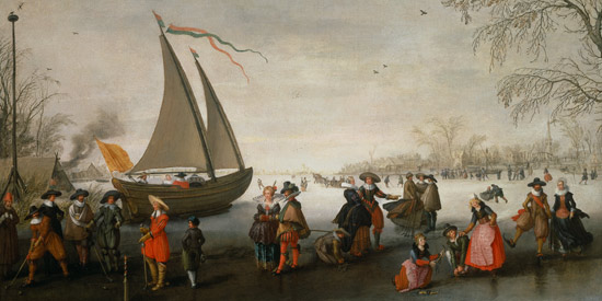 Skaters and a golf party on the ice a David Vinckboons