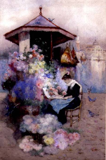 Flower Seller on the Riva, Venice a David Woodlock