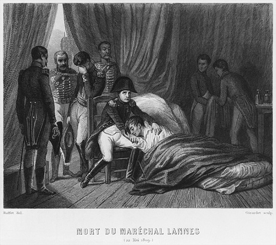 Last moments of Marshal Lannes, Duke of Montebello, at the battle of Essling on 22nd May 1809; engra a Denis-Auguste-Marie Raffet