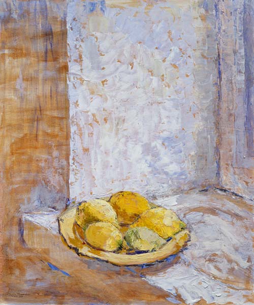 Lemons on the window sill, 1993 (board)  a Diana  Schofield