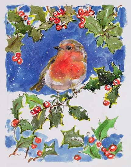 Christmas Robin, 1996 (w/c)  a Diane  Matthes