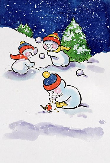 Little Snowmen Snowballing, 1996 (w/c)  a Diane  Matthes