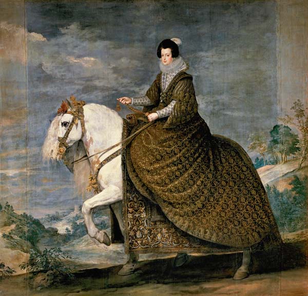 Isabella of Bourbon (wife Philipps IV) . to horse a Diego Rodriguez de Silva y Velázquez