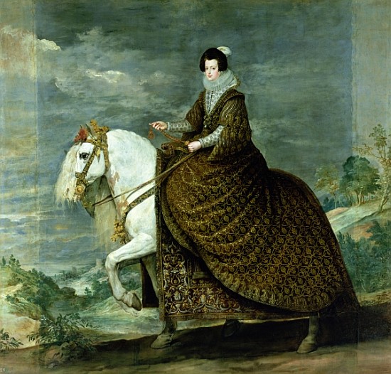 Equestrian portrait of Elisabeth de France, wife of Philip IV of Spain a Diego Rodriguez de Silva y Velázquez