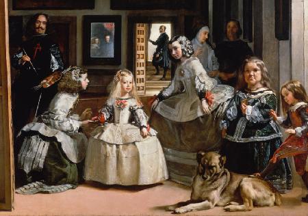 Las Meninas, particolare della metà inferiore raffigurante la famiglia di Filippo IV (1605-
65) di 