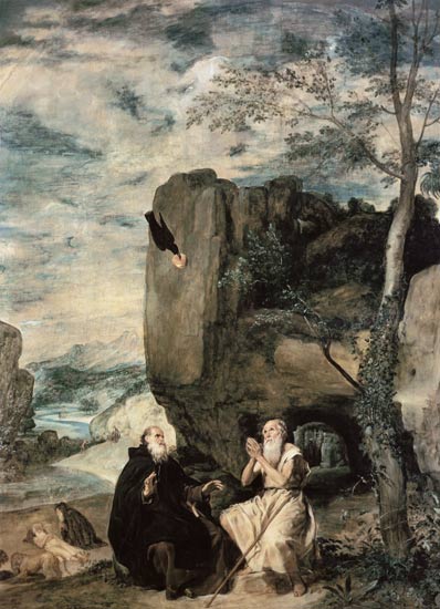 Holy Antonius goes to the holy Paulus a Diego Rodriguez de Silva y Velázquez
