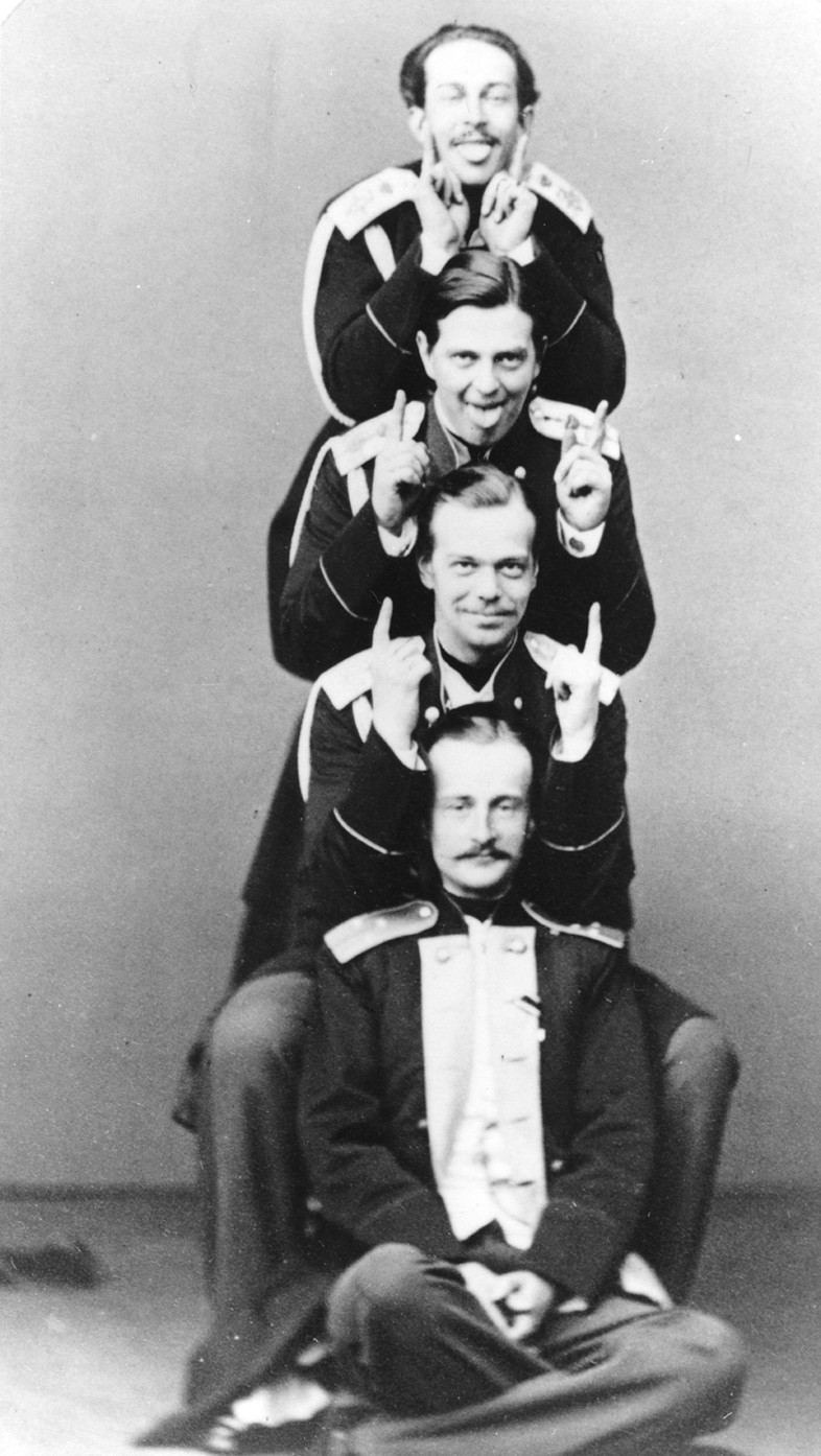 Grand Duke Alexander with brother Vladimir and cousins Nicholas Maximilianovich and Sergei Maximilia a Dimitrij Grigorjewitsch Lewizkij