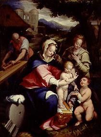 The sacred family with Katharina and Johannes. a Dionisio or Denis Calvaert