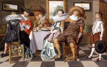 Elegant Figures Feasting at a Table a Dirck Hals