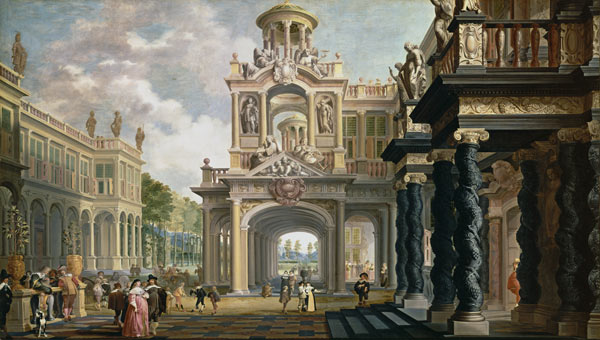 Great Gardenpalace (figures possibly by Anthonie Palamedes) a Dirck van Delen