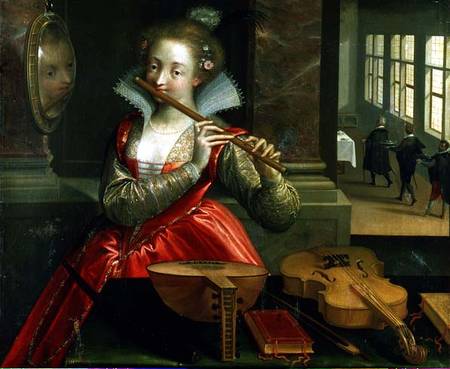 Allegory of Music (the Fluteplayer) a Dirk de Quade van Ravesteyn