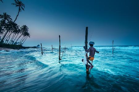 Fishing at sunrise