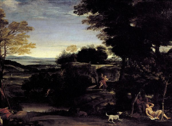 Domenichino /Landscape w.Sylvia & Satyr a Domenichino (alias Domenico Zampieri)