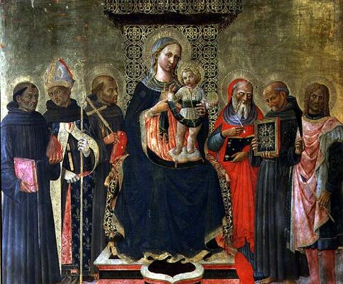 Madonna and Child with Saints (tempera on panel) a Domenico  di Michelino