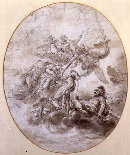 The Apotheosis of Hercules, design for a ceilng fresco for the Palazzo Pepoli in Bologna  & ink and a Domenico Maria Canuti