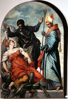 St. Louis, St. George and the Princess (oil on canvas) a Domenico Robusti Tintoretto